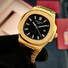 Gold luxury men's watch with black dial and date display, modern design, Ministry of Mens Affair