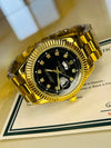 Luxury men's gold watch with black dial and diamond hour markers, premium style from Mens Affair