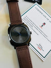 Men’s premium brown leather wristwatch by TOMI with certificate of authenticity