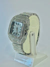 Luxury men’s silver diamond watch with Roman numerals on display at Ministry of Mens Affair