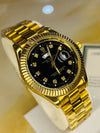 Luxury gold men’s watch with black dial and diamond markers, Ministry of Mens Affair style